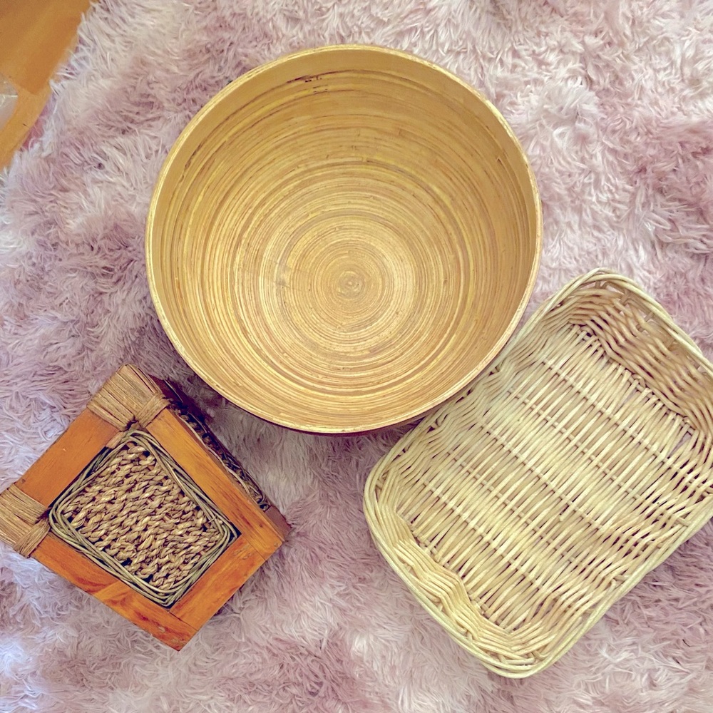 Bamboo wicker 3 piece lot